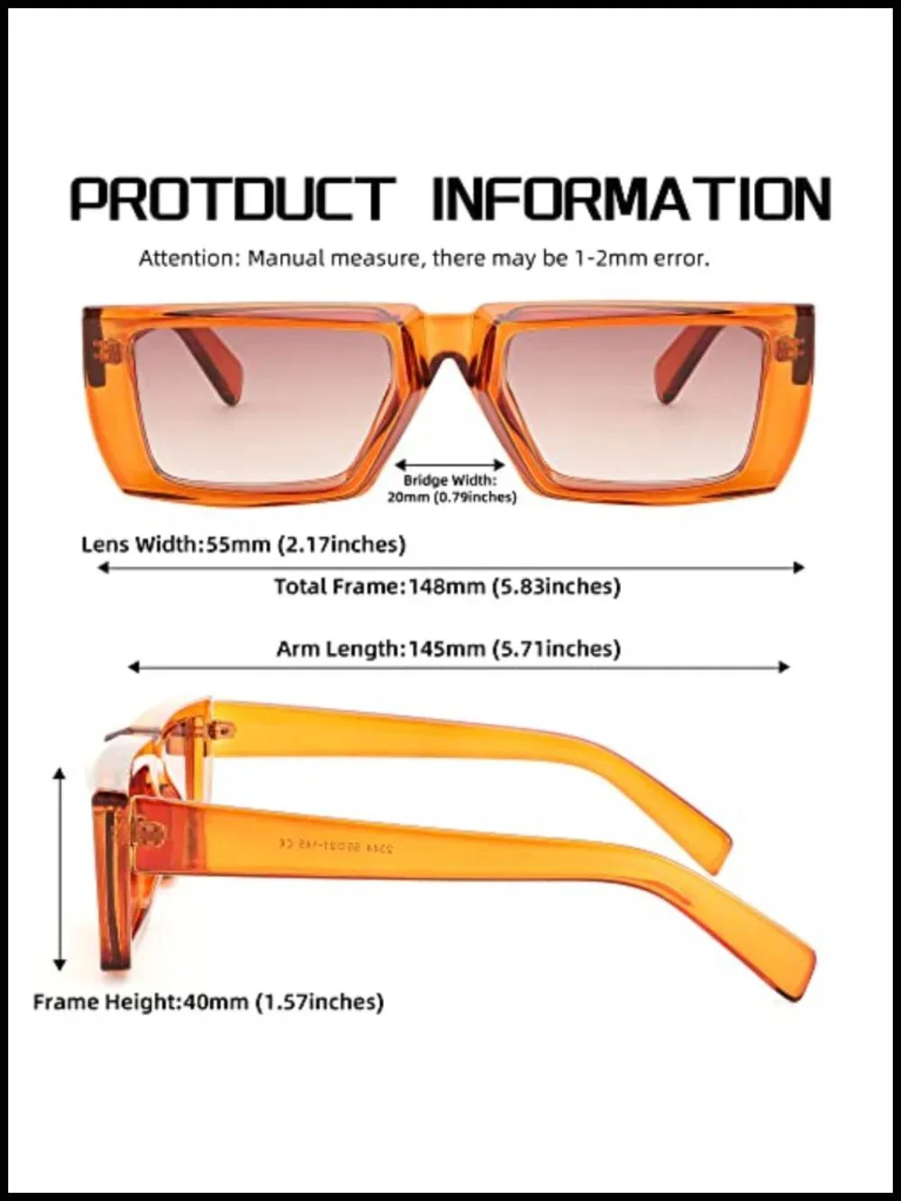 Retro Rectangular Sunglasses with UV400 Protection